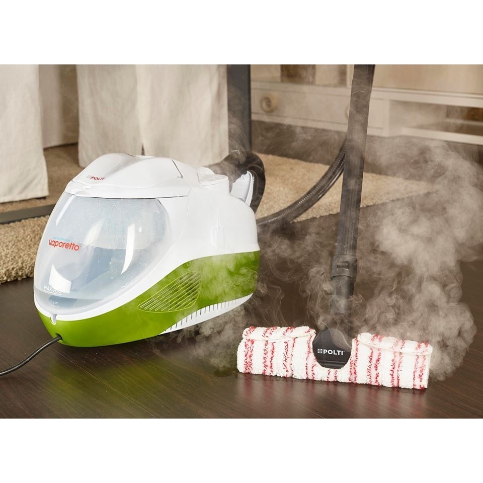 Aspirator cu abur Polti Vaporetto Lecoaspira FAV 80, 2450 W, 6 bar, 120g/min, functie de spalare / uscare si filtrare prin apa, Alb/Verde