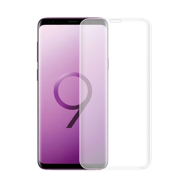 Стъклен протектор за целия екран, Delphi, За Samsung Galaxy S9 Plus, 0.3mm, Бял