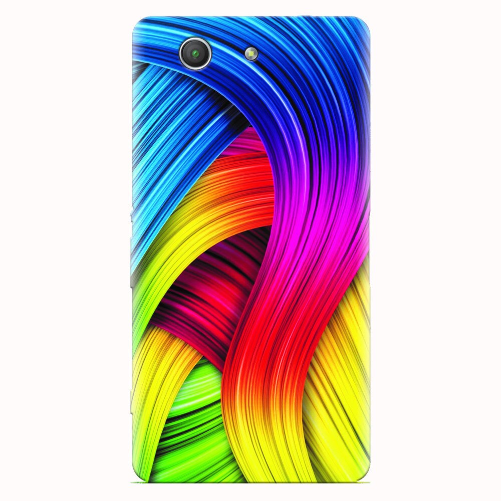 Husa silicon pentru Sony Xperia Z3 mini, Curly Colorful Rainbow Lines Illustration