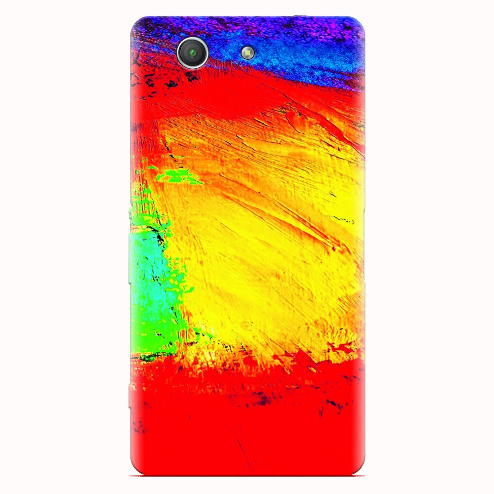 Husa silicon pentru Sony Xperia Z3 mini, Colorful Dry Paint Strokes Texture