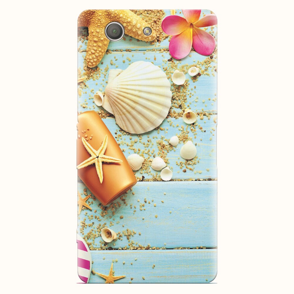 Husa silicon pentru Sony Xperia Z3 mini, Blue Wood Seashells Sea Star