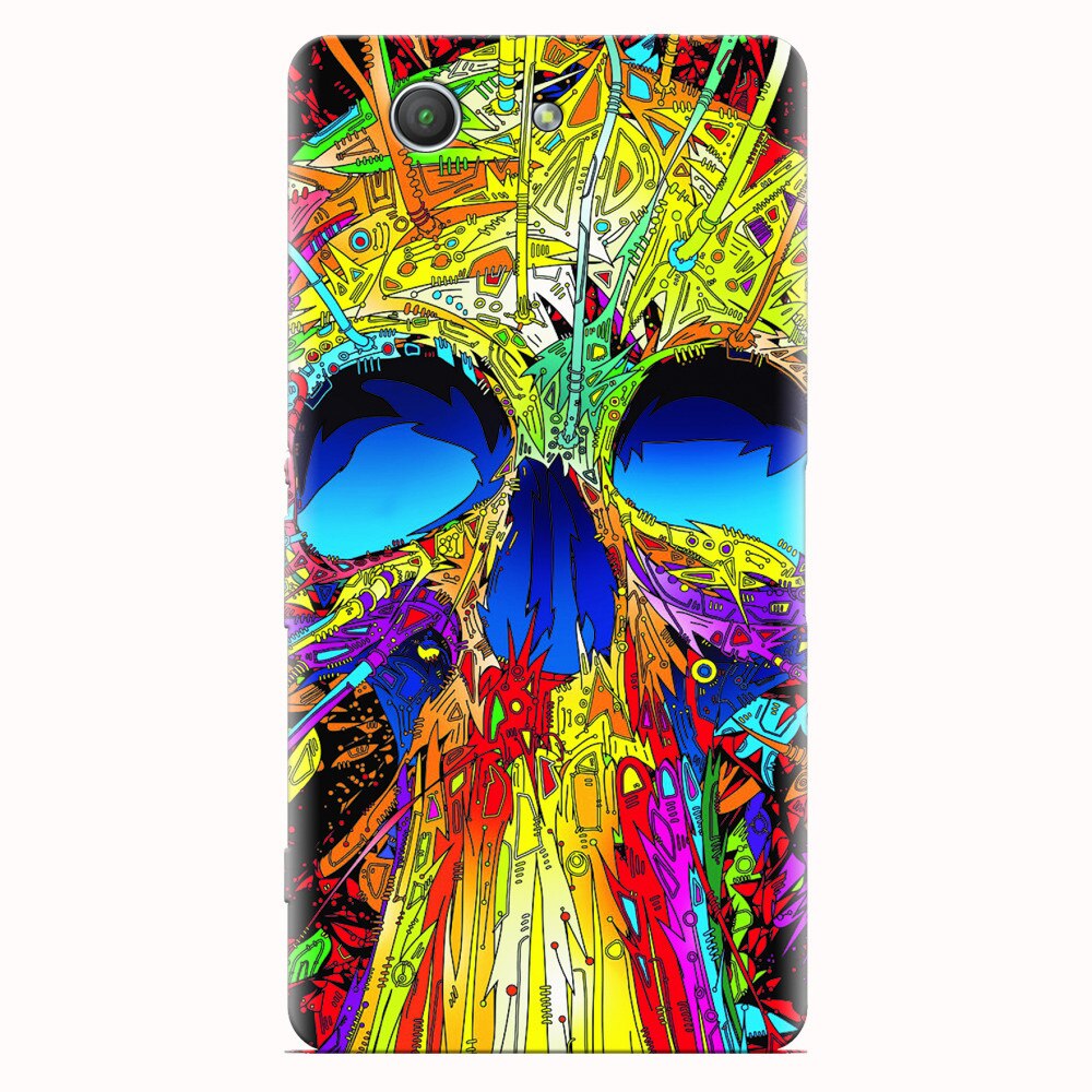 Husa silicon pentru Sony Xperia Z3 mini, Abstract Multicolored Skull