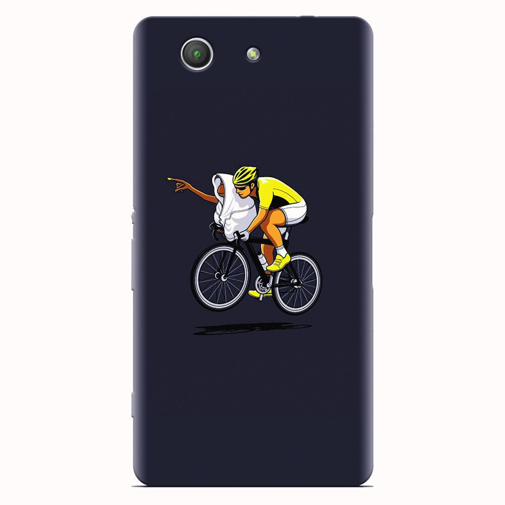 Husa silicon pentru Sony Xperia Z3 mini, ET Riding Bike Funny Illustration
