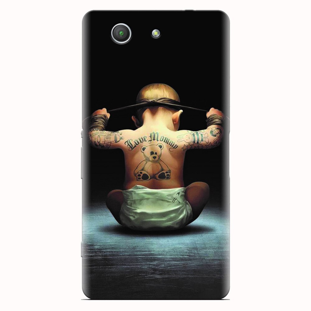 Husa silicon pentru Sony Xperia Z3 mini, Body Builder Cute Baby Tattoo