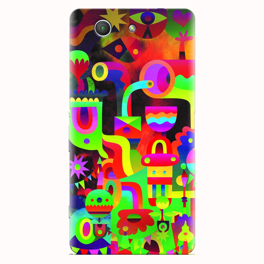 Husa silicon pentru Sony Xperia Z3 mini, Abstract Colorful Shapes