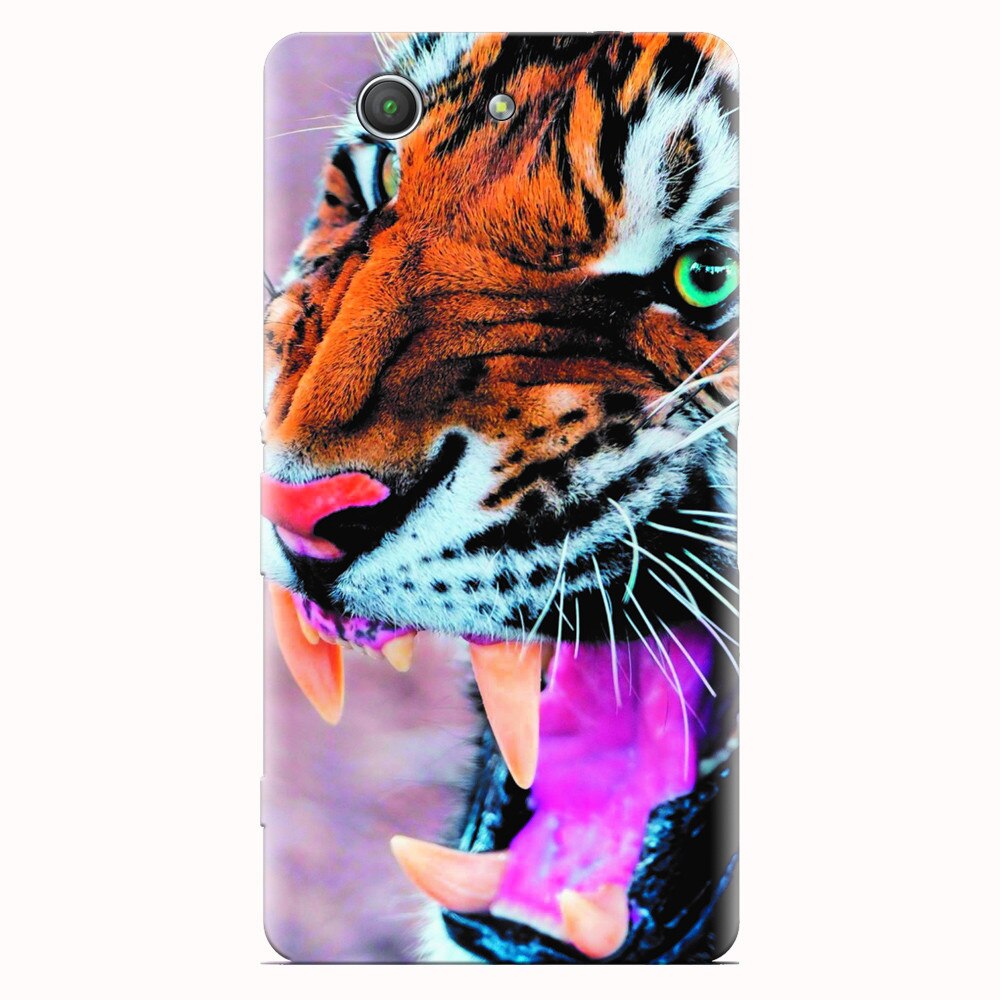 Husa silicon pentru Sony Xperia Z3 mini, Angry Tiger Teeth Fresh