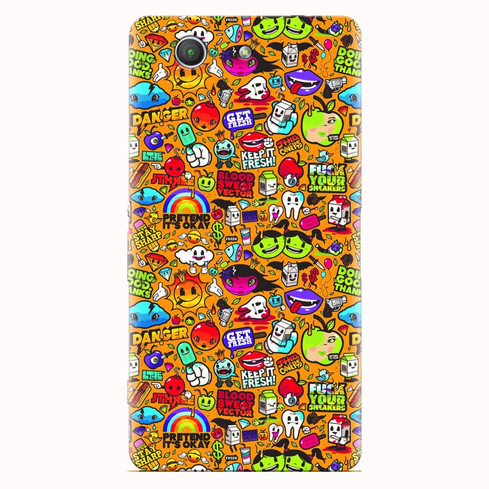 Husa silicon pentru Sony Xperia Z3 mini, Colorful Sticker Illustrations