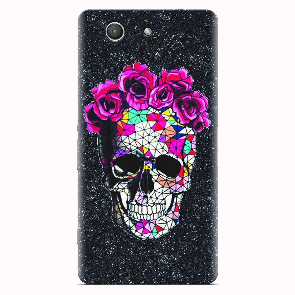 Husa silicon pentru Sony Xperia Z3 mini, Colorful Skull Roses Space