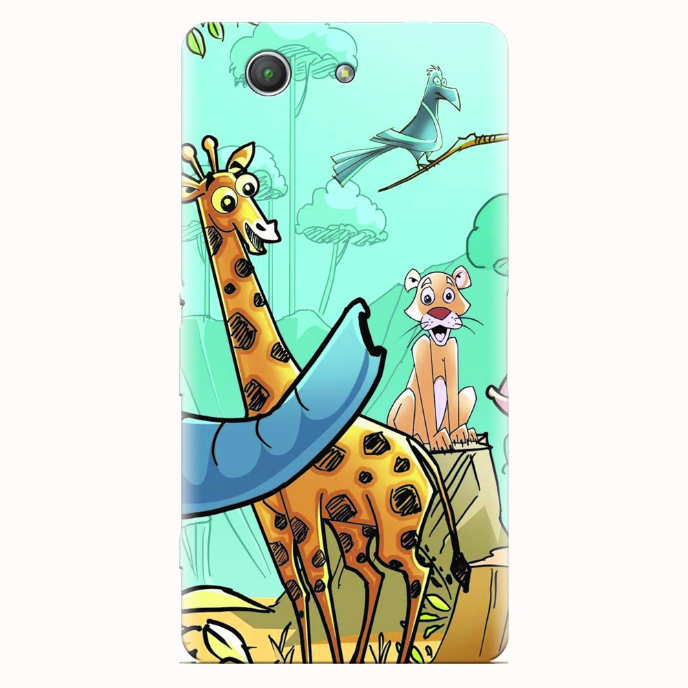 Husa silicon pentru Sony Xperia Z3 mini, Children Drawings Elephants Giraffes Lions