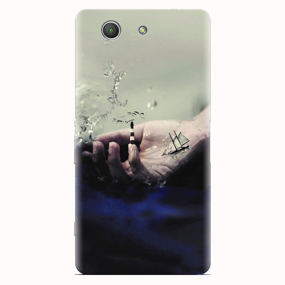 Husa silicon pentru Sony Xperia Z3 mini, 3D Hand Ocean Render