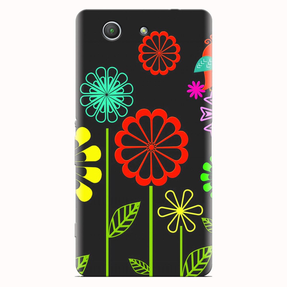 Husa silicon pentru Sony Xperia Z3 mini, Colorful Spring Birds Flowers Vectors