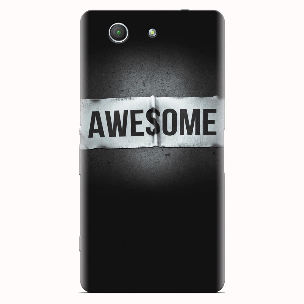 Husa silicon pentru Sony Xperia Z3 mini, Awesome Label Dark