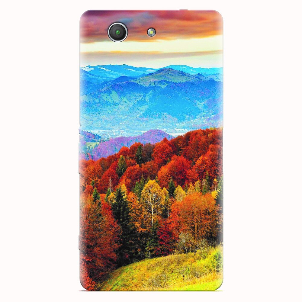 Husa silicon pentru Sony Xperia Z3 mini, Autumn Mountain Fall Rusty Forest Colours