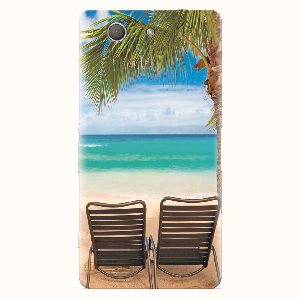 Husa silicon pentru Sony Xperia Z3 mini, Beach Chairs Palm Tree Seaside