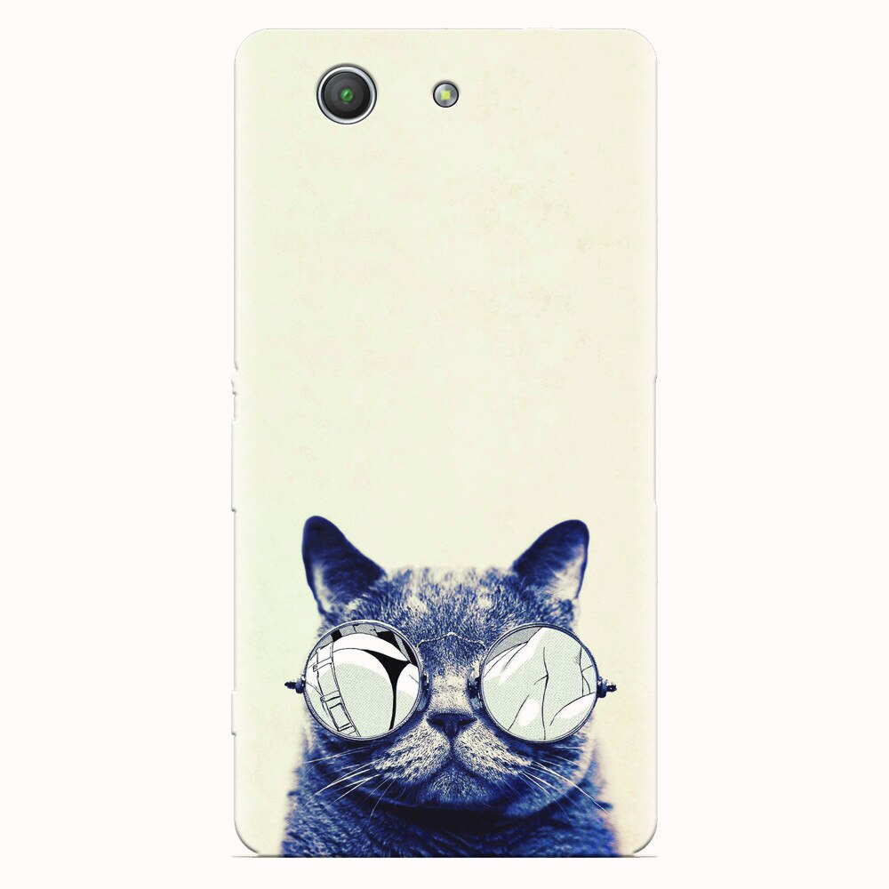 Husa silicon pentru Sony Xperia Z3 mini, Cool Cat Glasses