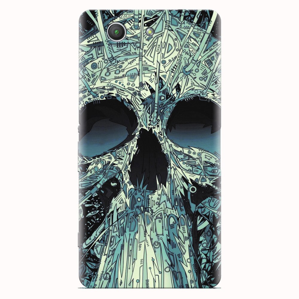 Husa silicon pentru Sony Xperia Z3 mini, Abstract Skull Artwork Illustration