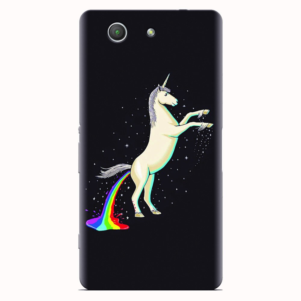 Husa silicon pentru Sony Xperia Z3 mini, Unicorn Shitting Rainbows