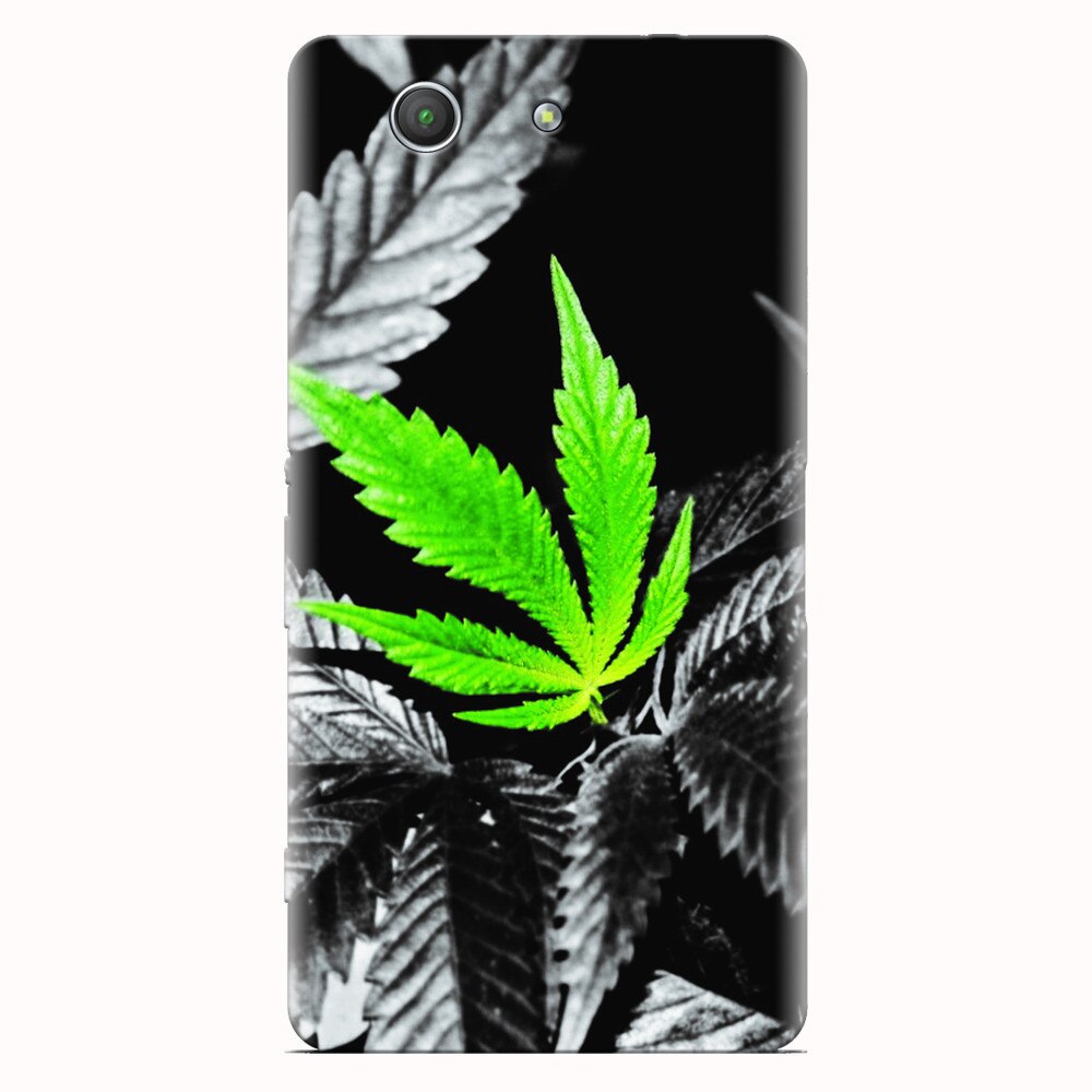 Husa silicon pentru Sony Xperia Z3 mini, Trippy Pot Leaf Green