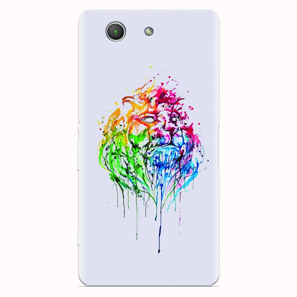 Husa silicon pentru Sony Xperia Z3 mini, Paint Illustration Lion Head