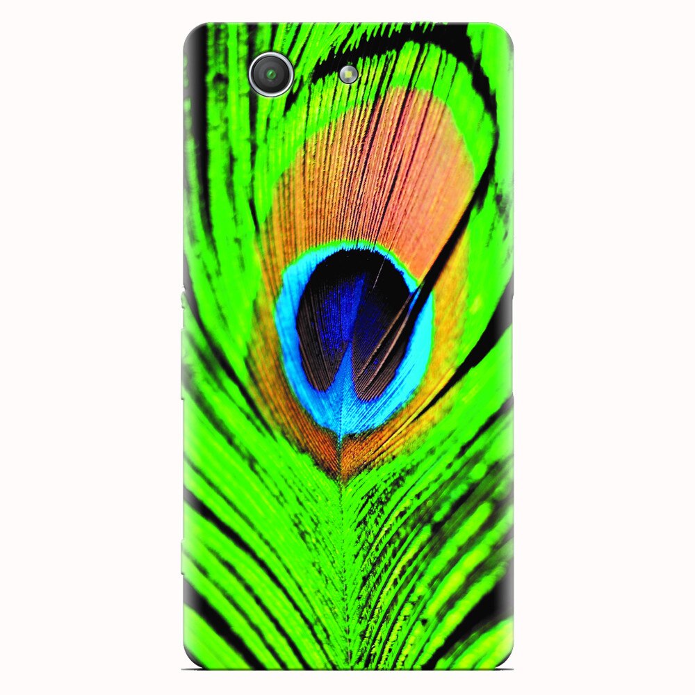 Husa silicon pentru Sony Xperia Z3 mini, Peacock Feather Green Blue