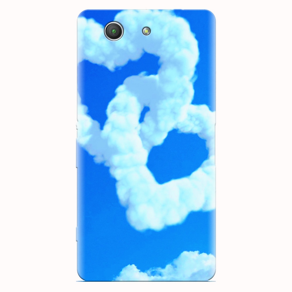 Husa silicon pentru Sony Xperia Z3 mini, Heart Shaped Clouds Blue Sky