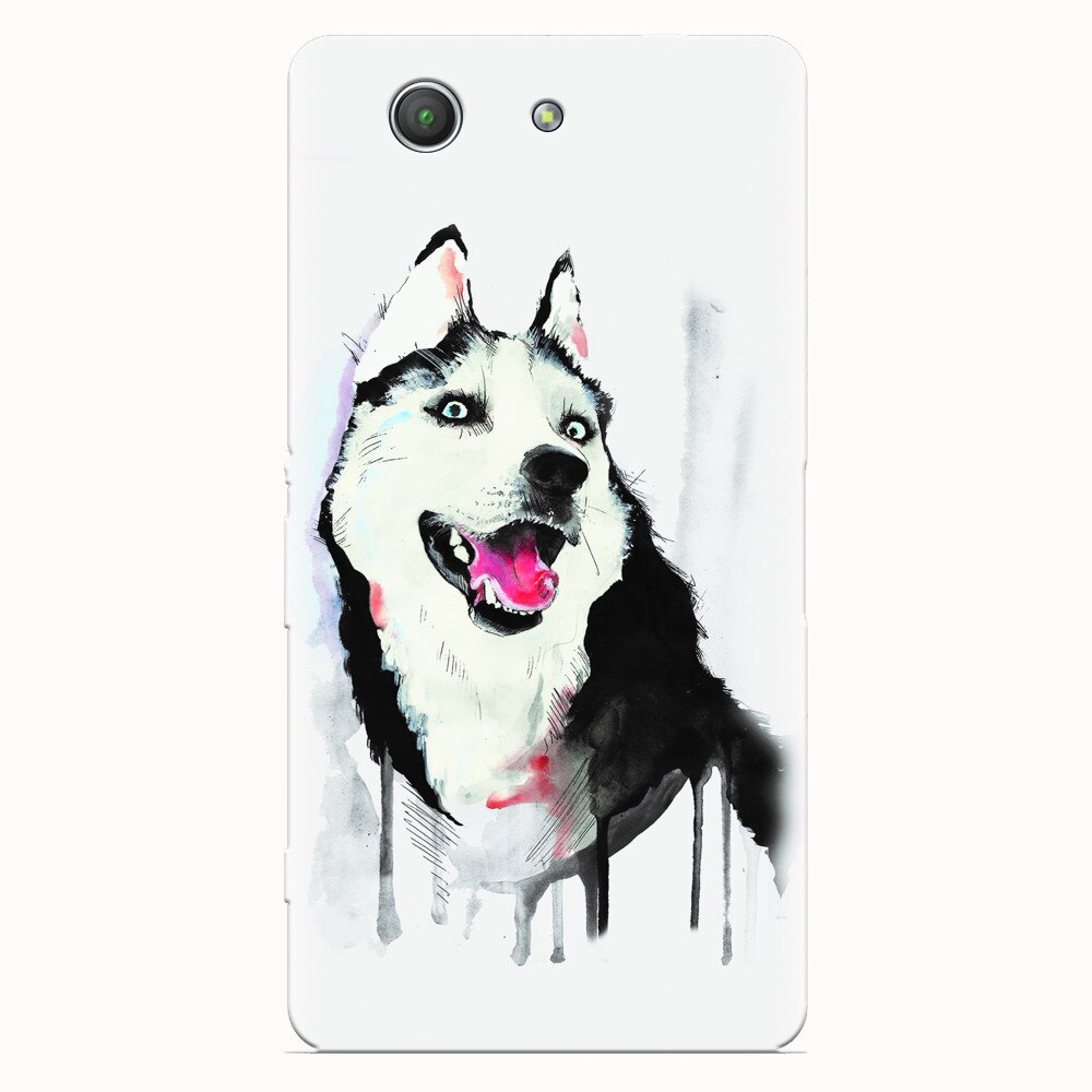 Husa silicon pentru Sony Xperia Z3 mini, Husky Dog Watercolor Illustration