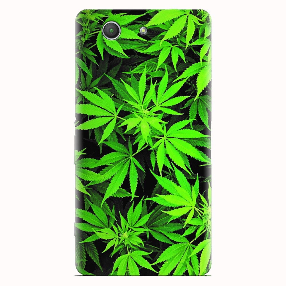 Husa silicon pentru Sony Xperia Z3 mini, Green Leaf Pattern