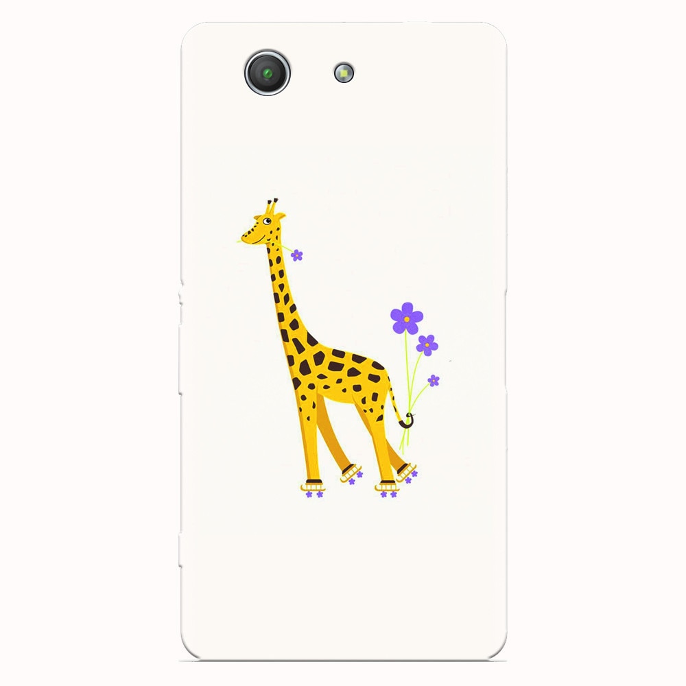 Husa silicon pentru Sony Xperia Z3 mini, Rollerskating Girafe Illustration