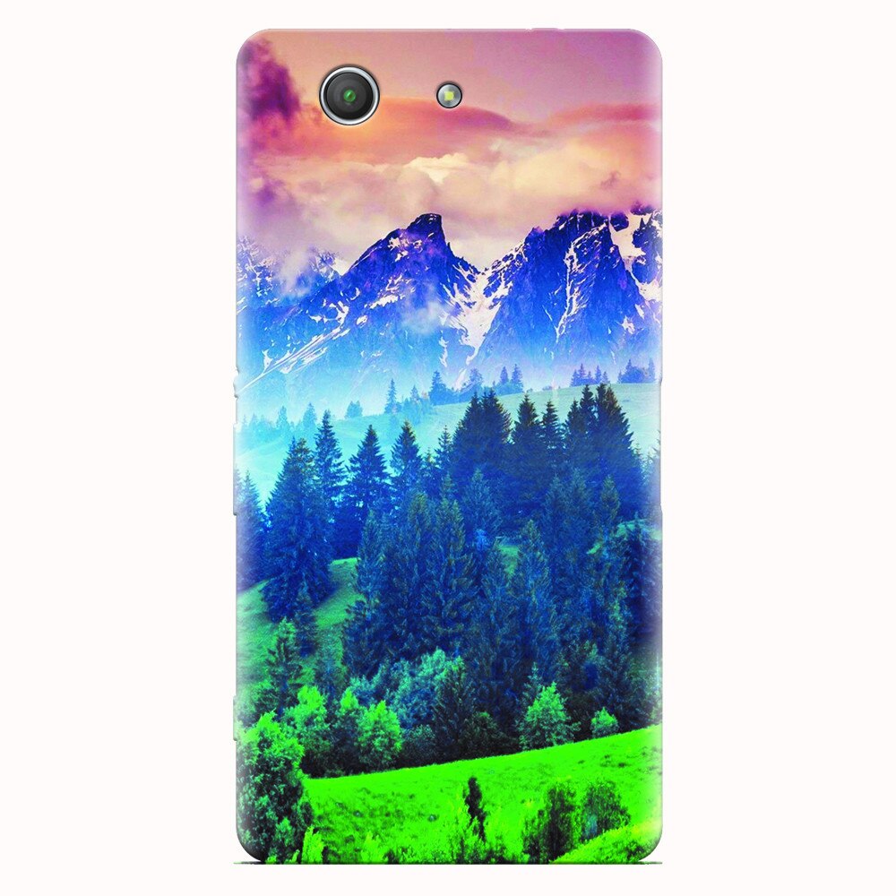 Husa silicon pentru Sony Xperia Z3 mini, Forest Hills Snowy Mountains And Sunset Clouds