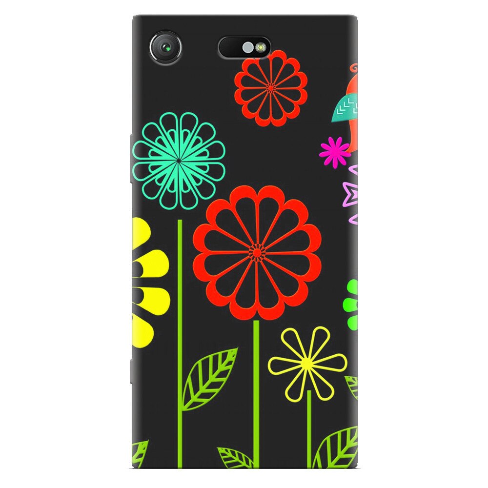 Husa silicon pentru Sony Xperia XZ Compact, Colorful Spring Birds Flowers Vectors