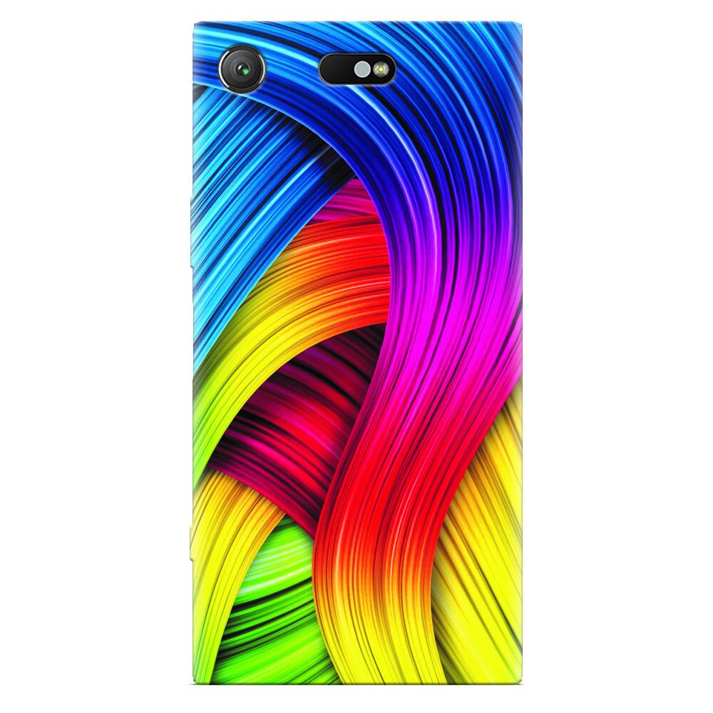 Husa silicon pentru Sony Xperia XZ Compact, Curly Colorful Rainbow Lines Illustration