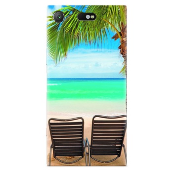 Husa silicon pentru Sony Xperia XZ Compact, Beach Chairs Palm Tree Seaside Husa silicon pentru Sony Xperia XZ Compact, Beach Chairs Palm Tree Seaside
