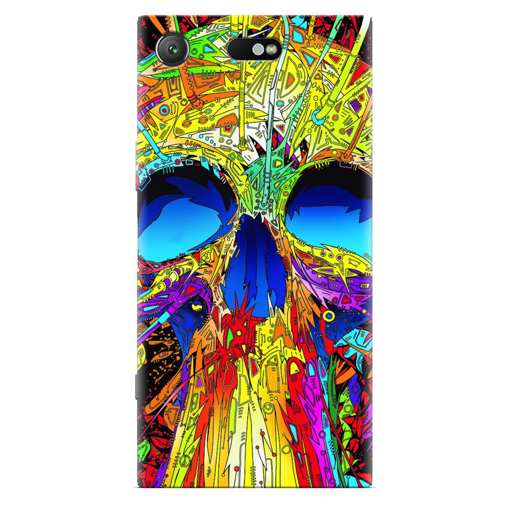 Husa silicon pentru Sony Xperia XZ Compact, Abstract Multicolored Skull
