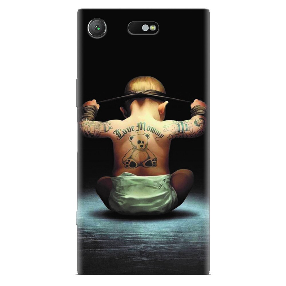 Husa silicon pentru Sony Xperia XZ Compact, Body Builder Cute Baby Tattoo