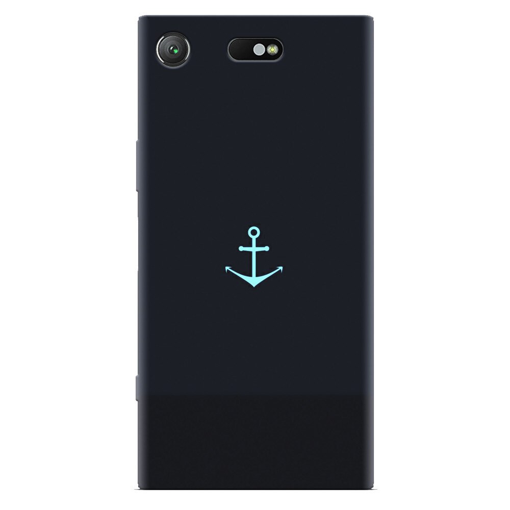 Husa silicon pentru Sony Xperia XZ Compact, Blue Navy Anchor Illustration Flat