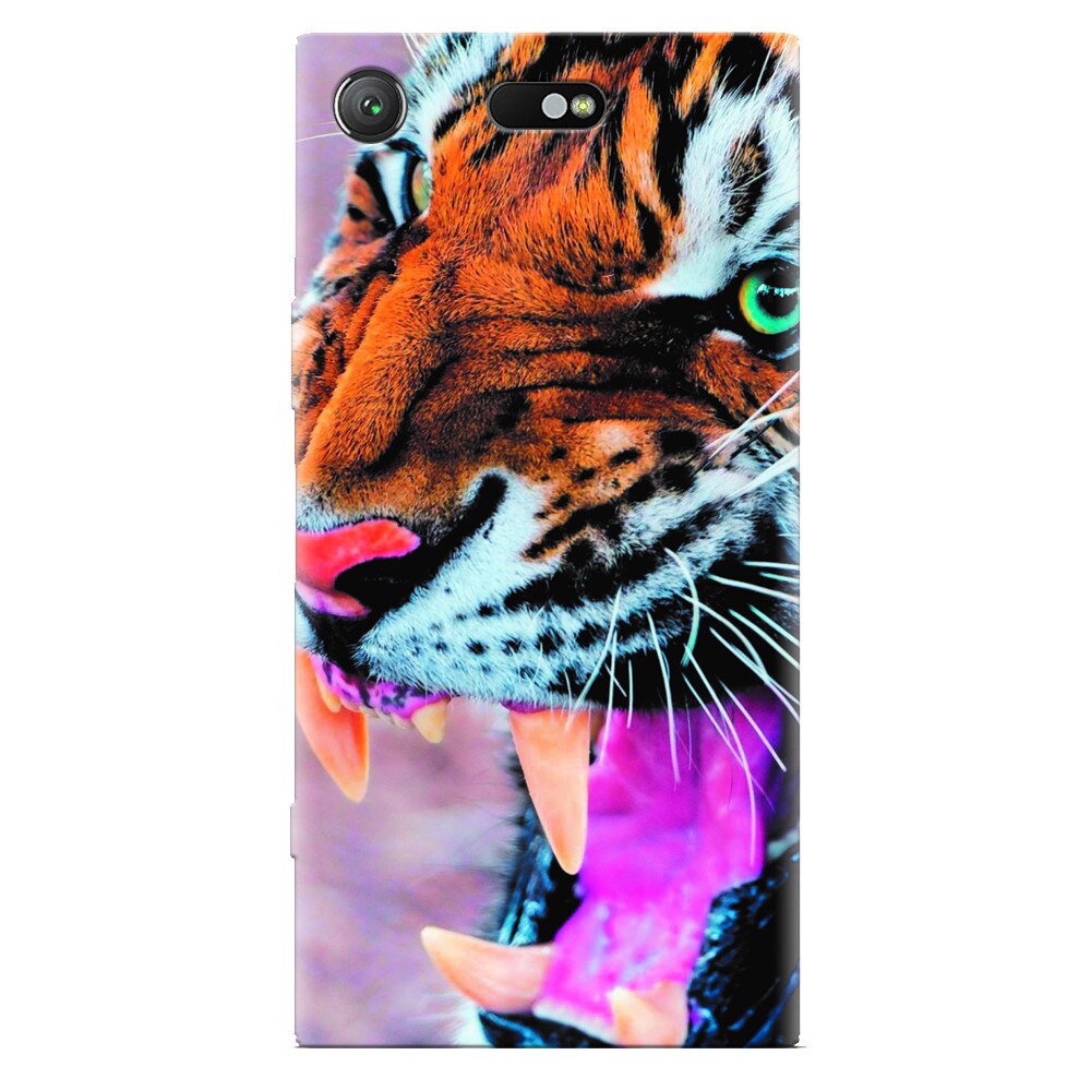 Husa silicon pentru Sony Xperia XZ Compact, Angry Tiger Teeth Fresh