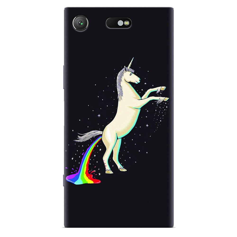 Husa silicon pentru Sony Xperia XZ Compact, Unicorn Shitting Rainbows