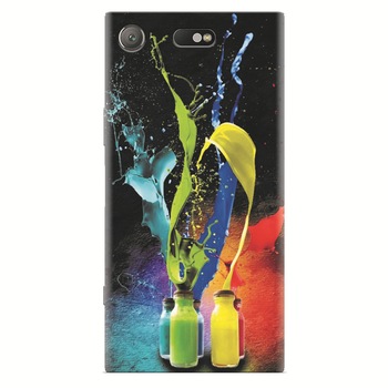 Husa silicon pentru Sony Xperia XZ Compact, Abstract Color Bottles Splash Husa silicon pentru Sony Xperia XZ Compact, Abstract Color Bottles Splash