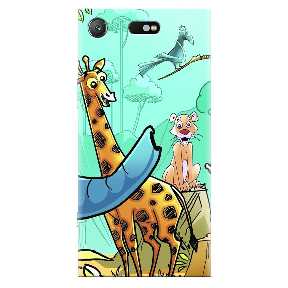 Husa silicon pentru Sony Xperia XZ Compact, Children Drawings Elephants Giraffes Lions