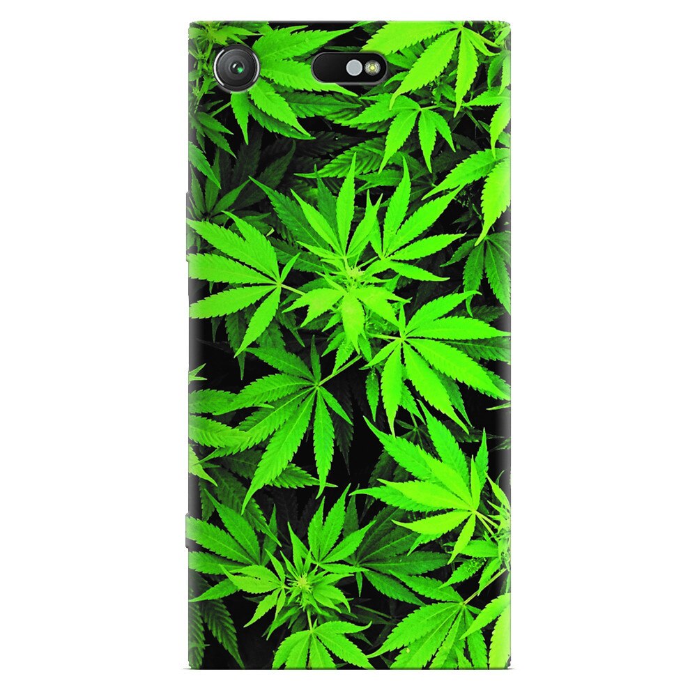 Husa silicon pentru Sony Xperia XZ Compact, Green Leaf Pattern