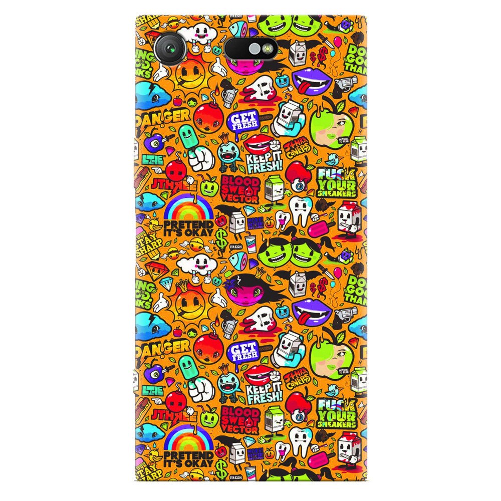 Husa silicon pentru Sony Xperia XZ Compact, Colorful Sticker Illustrations