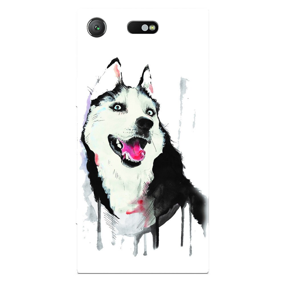 Husa silicon pentru Sony Xperia XZ Compact, Husky Dog Watercolor Illustration