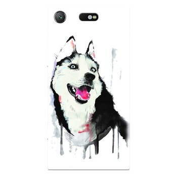Husa silicon pentru Sony Xperia XZ Compact, Husky Dog Watercolor Illustration Husa silicon pentru Sony Xperia XZ Compact, Husky Dog Watercolor Illustration