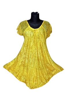 Gia Gold Textiles - Gia Gold, Nyári rövid ruha Indiából sárga színben-01