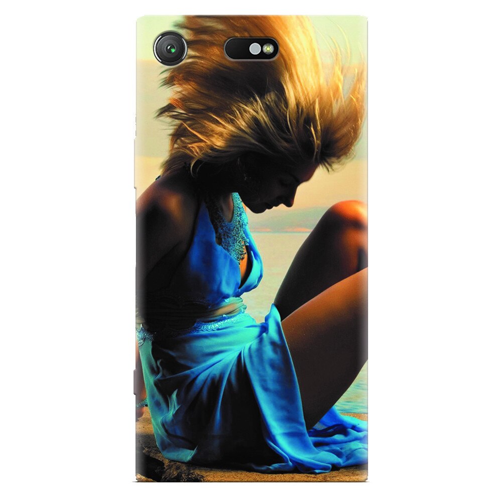 Husa silicon pentru Sony Xperia XZ Compact, Girl In Blue Dress