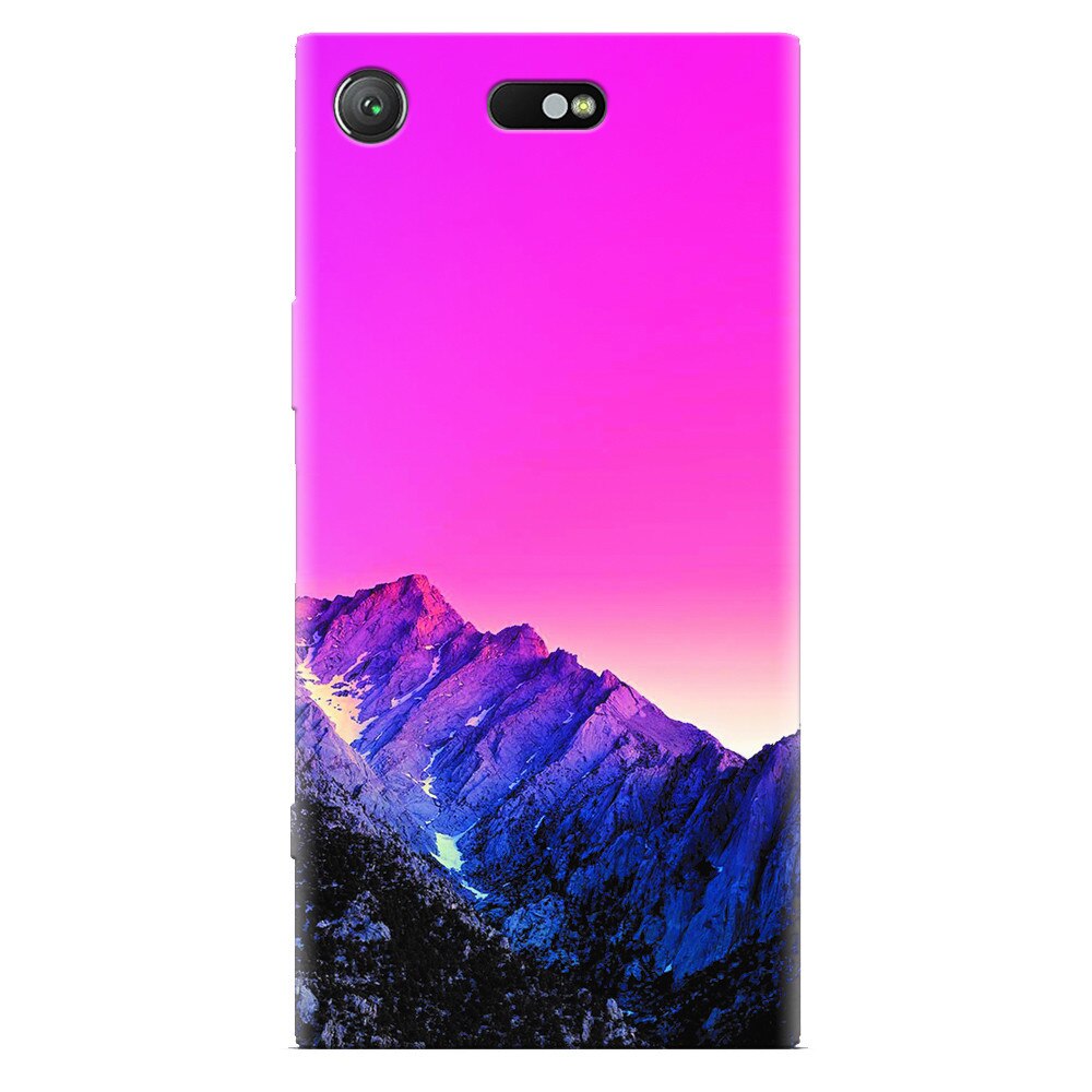 Husa silicon pentru Sony Xperia XZ Compact, Mountain Peak Pink Gradient Effect