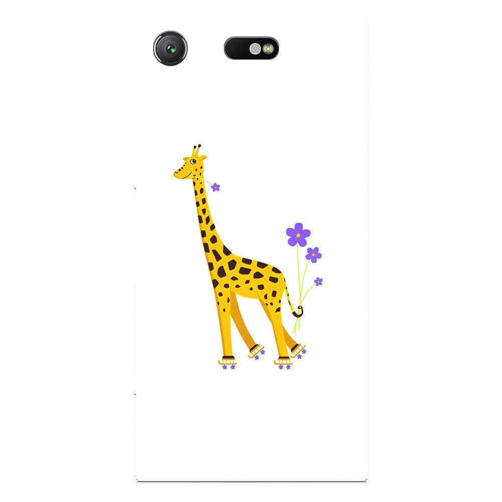 Husa silicon pentru Sony Xperia XZ Compact, Rollerskating Girafe Illustration
