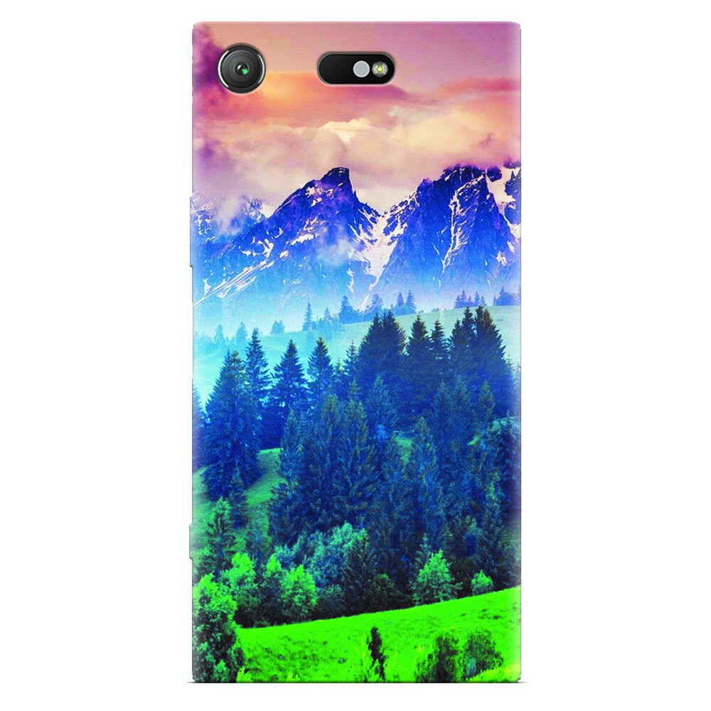 Husa silicon pentru Sony Xperia XZ Compact, Forest Hills Snowy Mountains And Sunset Clouds
