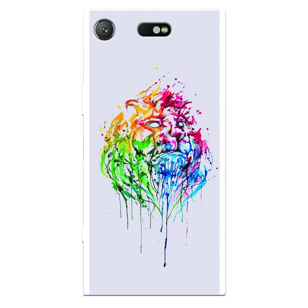 Husa silicon pentru Sony Xperia XZ Compact, Paint Illustration Lion Head