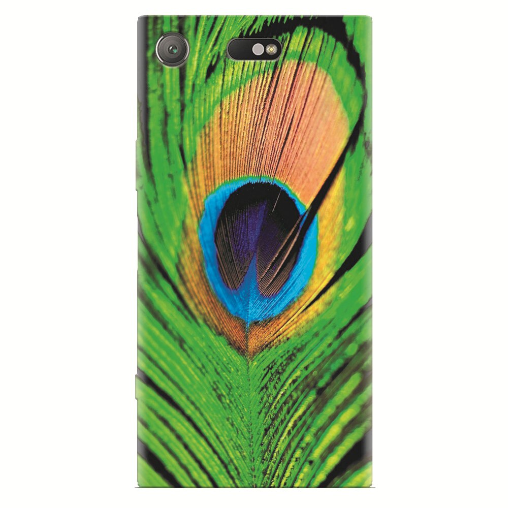 Husa silicon pentru Sony Xperia XZ Compact, Peacock Feather Green Blue